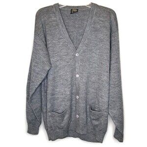 Artesanias Inca Mens Large 100% Peruvian Alpaca Button Up Cardigan Sweater